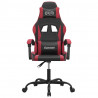 Silla gaming giratoria cuero sintético negro y rojo vino tinto 3