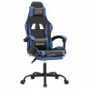 Silla gaming giratoria y reposapiés cuero sintético negro azul 2