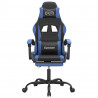 Silla gaming giratoria y reposapiés cuero sintético negro azul 3