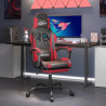 Silla gaming giratoria y reposapiés cuero sintético negro rojo 1