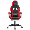 Silla gaming giratoria y reposapiés cuero sintético negro rojo 3
