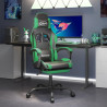Silla gaming giratoria y reposapiés cuero sintético negro verde 1