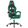 Silla gaming giratoria y reposapiés cuero sintético negro verde 2