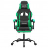 Silla gaming giratoria y reposapiés cuero sintético negro verde 3