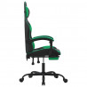 Silla gaming giratoria y reposapiés cuero sintético negro verde 4