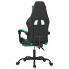 Silla gaming giratoria y reposapiés cuero sintético negro verde 5