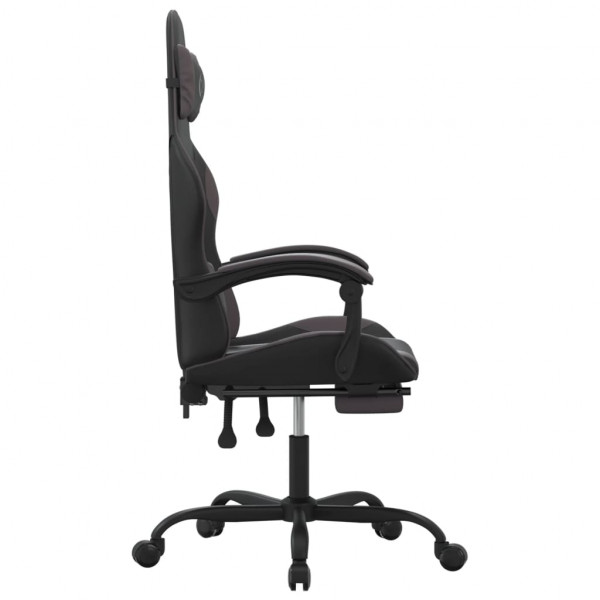Silla gaming giratoria y reposapiés cuero sintético negro gris M 4