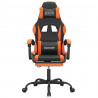 Silla gaming giratoria reposapiés cuero sintético negro naranja 3