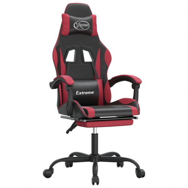 Silla gaming giratoria y reposapiés cuero sintético M 2