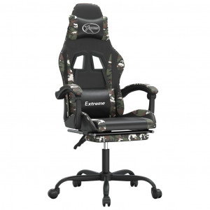 Silla gaming giratoria y reposapiés cuero sintético H
