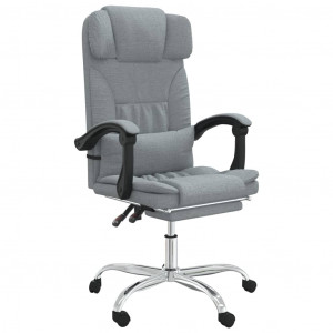Silla de oficina reclinable con masaje de tela gris claro H