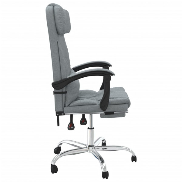 Silla de oficina reclinable con masaje de tela gris claro M 4