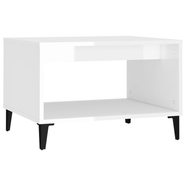 Mesa de centro madera contrachapada blanco brillo 60x50x40 cm M 2