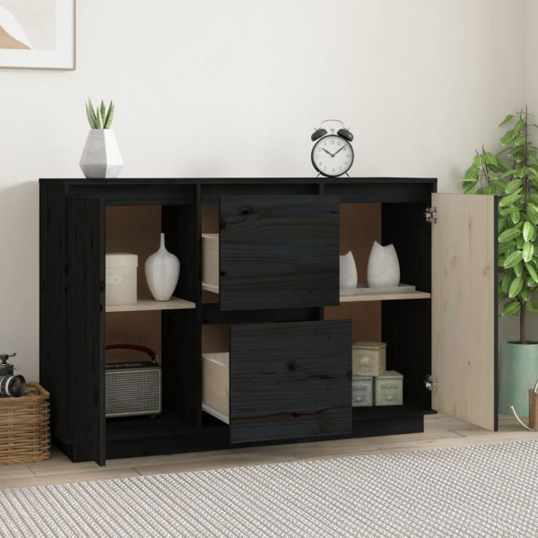 Aparador de madera maciza de pino negro 111x34x75 cm M 3