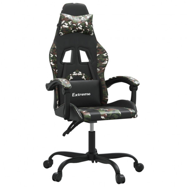 Silla gaming giratoria cuero sintético negro y camuflaje M 2