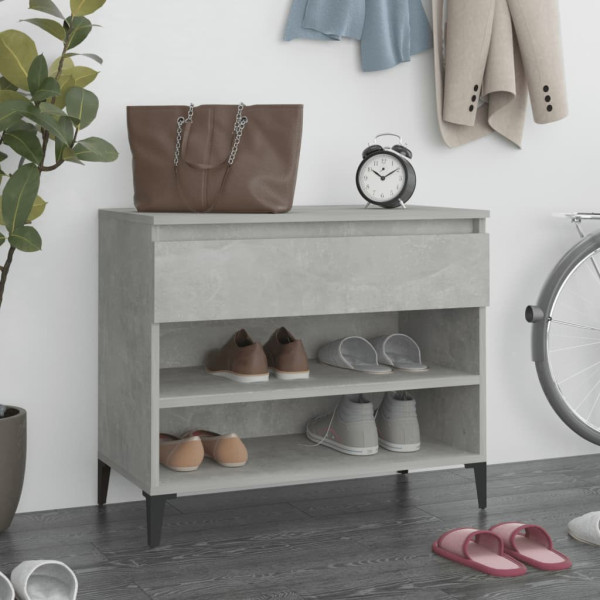 Mueble zapatero madera contrachapada gris hormigón 70x36x60 cm D