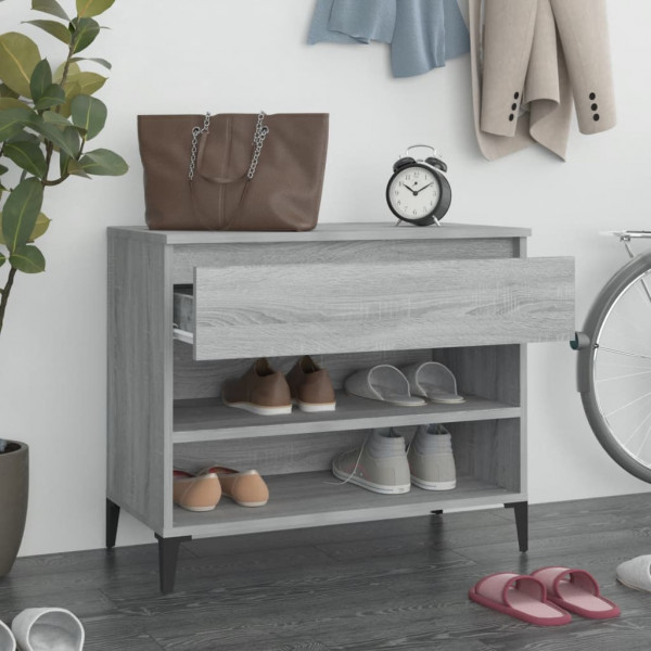 Mueble zapatero madera contrachapada gris Sonoma 70x36x60 cm M 3
