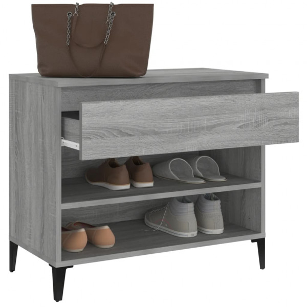 Mueble zapatero madera contrachapada gris Sonoma 70x36x60 cm M 5