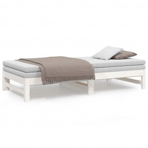 Sofá cama extraíble madera maciza de pino blanco 2x(75x190) cm H