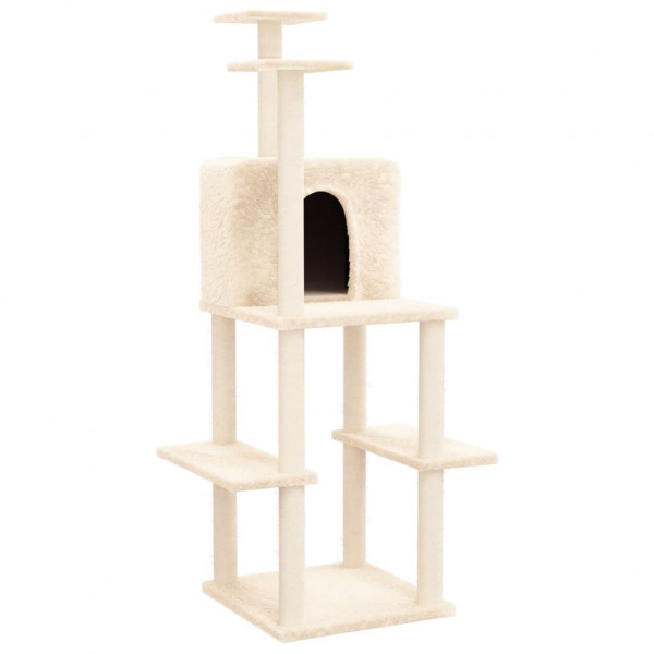 Árvore p/ gatos c/ postes arranhadores sisal 144.5 cm cor creme M 2