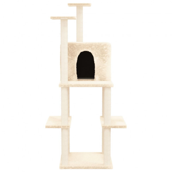 Árvore p/ gatos c/ postes arranhadores sisal 144.5 cm cor creme M 3