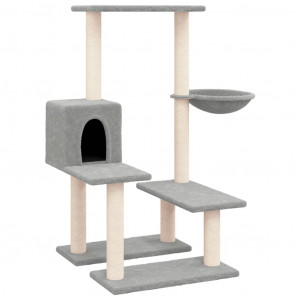 Rascador para gatos con postes de sisal gris claro 94.5 cm H