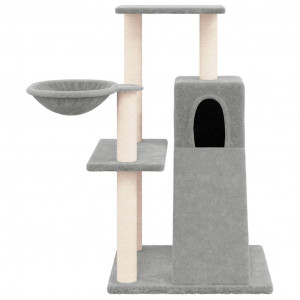 Rascador para gatos con postes de sisal gris claro 82 cm H