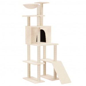 Árvore para gatos c/ postes arranhadores sisal 166 cm cor creme H
