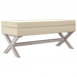 Taburete con almacenaje lino beige 110x45x49 cm H