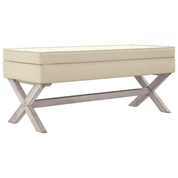 Taburete con almacenaje lino beige 110x45x49 cm M 2