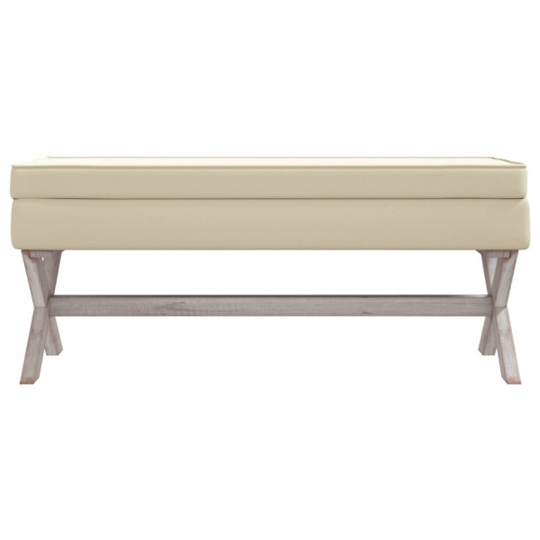 Taburete con almacenaje lino beige 110x45x49 cm M 3