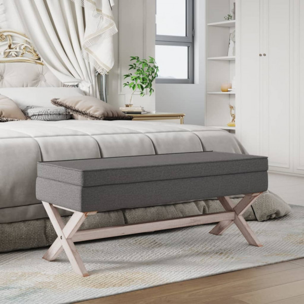 Taburete con almacenaje tela gris oscuro 110x45x49 cm D