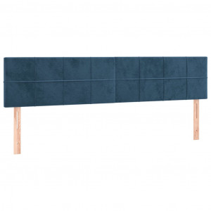Cabeceira de cama 2 pcs veludo 100x5x78/88 cm azul-escuro H