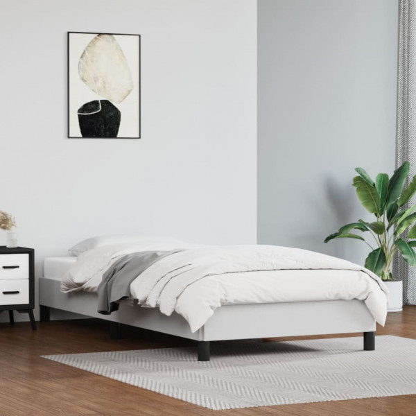 Estructura de cama de cuero sintético blanco 90x200 cm D