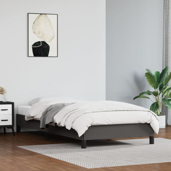 Estructura de cama de cuero sintético gris 90x200 cm D