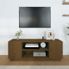 Mueble de TV madera maciza de pino marrón miel 110x35x40.5 cm 3