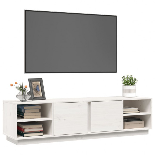 Mueble de TV madera maciza de pino blanco 156x40x40 cm M 4