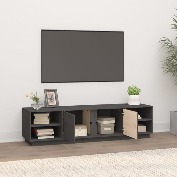 Mueble de TV madera maciza de pino gris 156x40x40 cm M 3