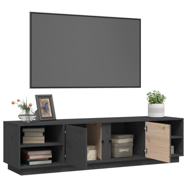 Mueble de TV madera maciza de pino gris 156x40x40 cm M 5