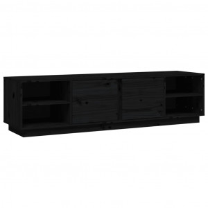 Mueble de TV madera maciza de pino negro 156x40x40 cm H