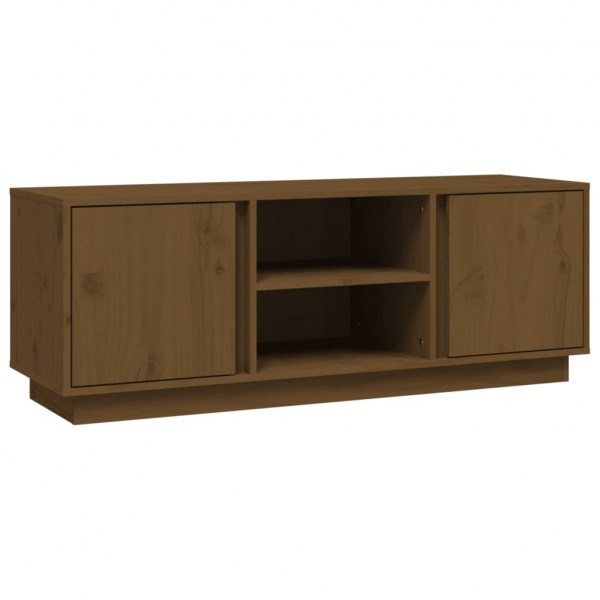Mueble de TV madera maciza de pino marrón miel 110x35x40.5 cm M 2