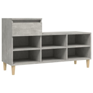 Mueble zapatero madera contrachapada gris hormigón 102x36x60 cm H