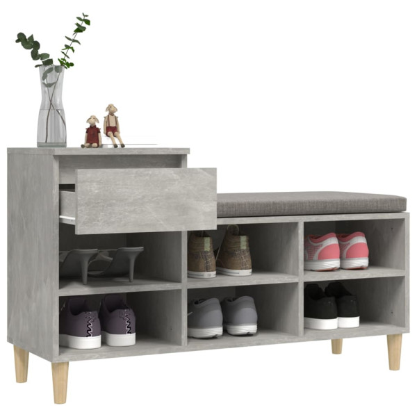 Mueble zapatero madera contrachapada gris hormigón 102x36x60 cm M 5