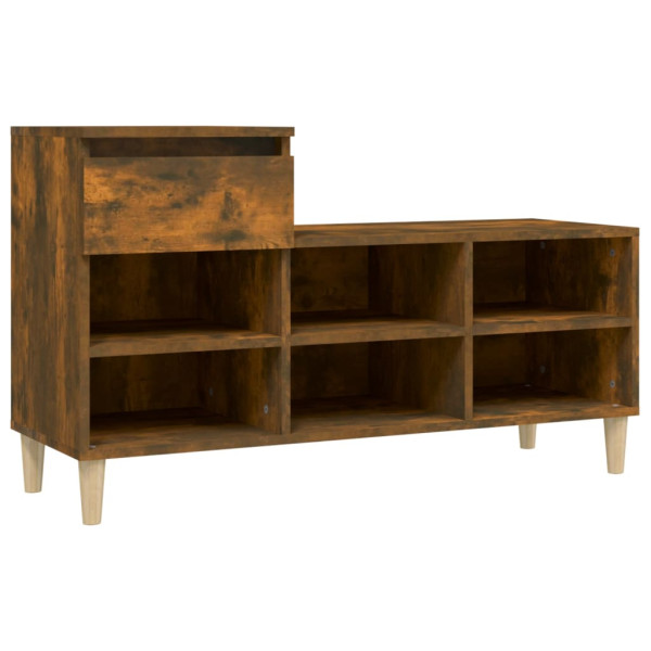 Mueble zapatero madera contrachapada roble ahumado 102x36x60 cm M 2