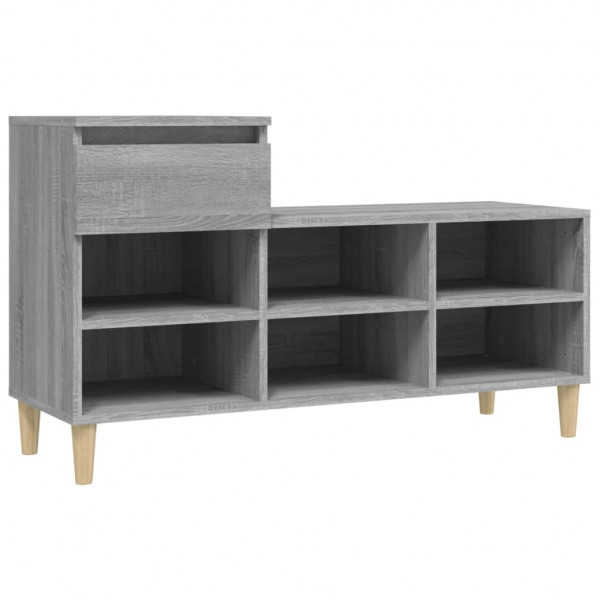 Mueble zapatero madera contrachapada gris Sonoma 102x36x60 cm M 2