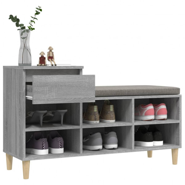 Mueble zapatero madera contrachapada gris Sonoma 102x36x60 cm M 5