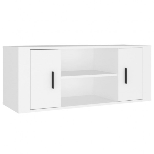 Mueble para TV madera contrachapada blanco 100x35x40 cm M 2