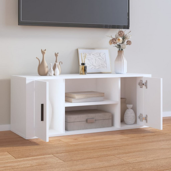 Mueble para TV madera contrachapada blanco 100x35x40 cm M 3