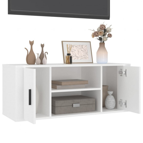 Mueble para TV madera contrachapada blanco 100x35x40 cm M 4
