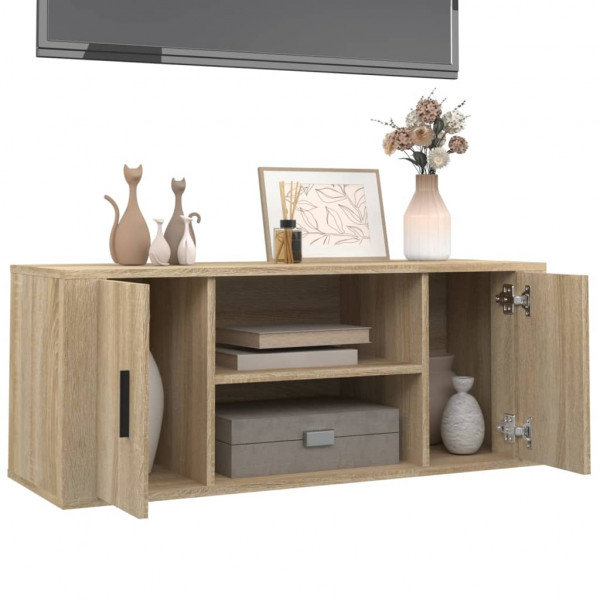 Mueble para TV madera contrachapada color roble 100x35x40 cm M 4